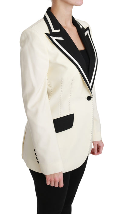 White Black Silk Slim Fit Blazer Jacket