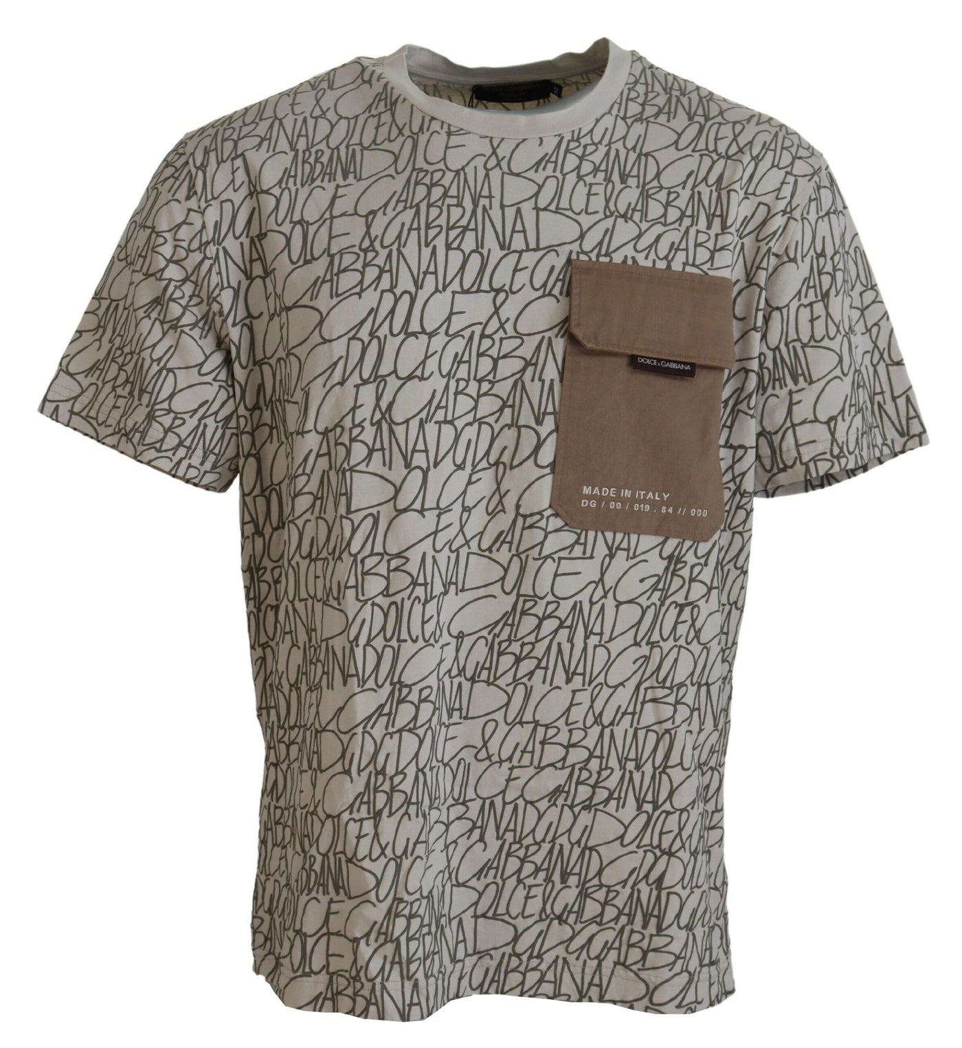 Beige Logo Print Cotton Short Sleeve T-shirt