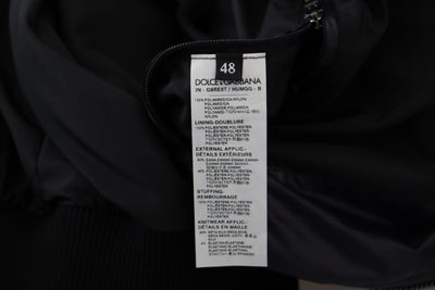 Black Nylon Full Zip Hooded Bomber Jacket