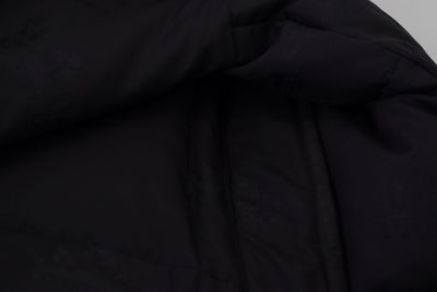 Black Polyester Hooded Puffer Coat Jacket