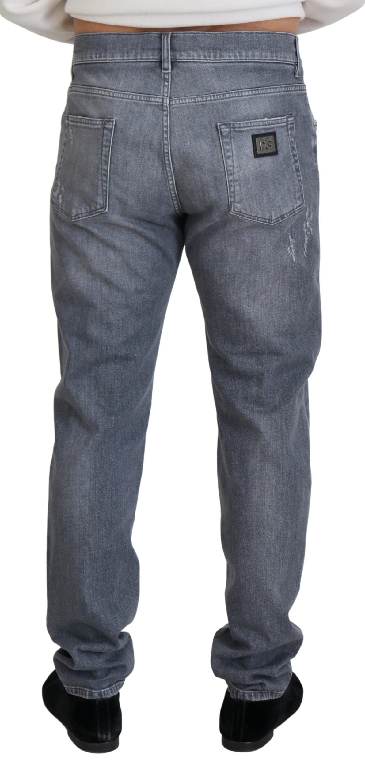 Grey Washed Cotton Casual Denim Jeans