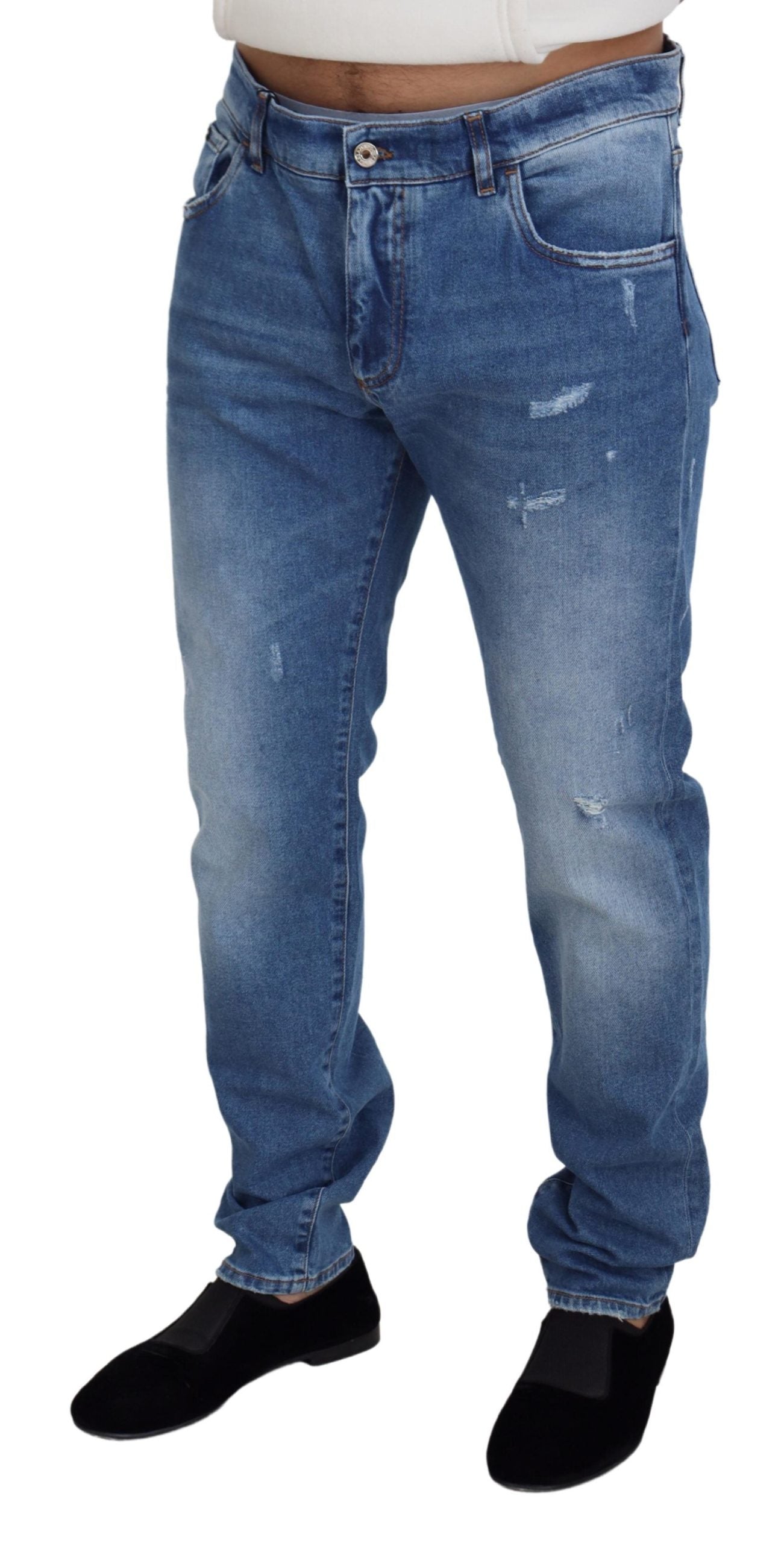 Blue Washed Cotton Casual Denim Jeans