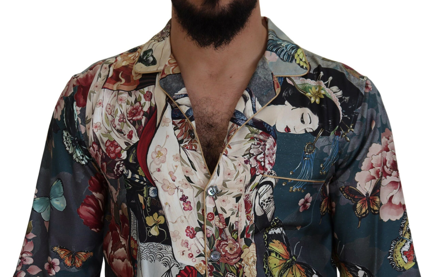Multicolor Floral Print Silk Casual Shirt