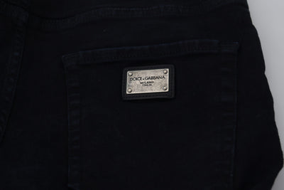 Blue Cotton Logo Plaque Skinny Denim Jeans