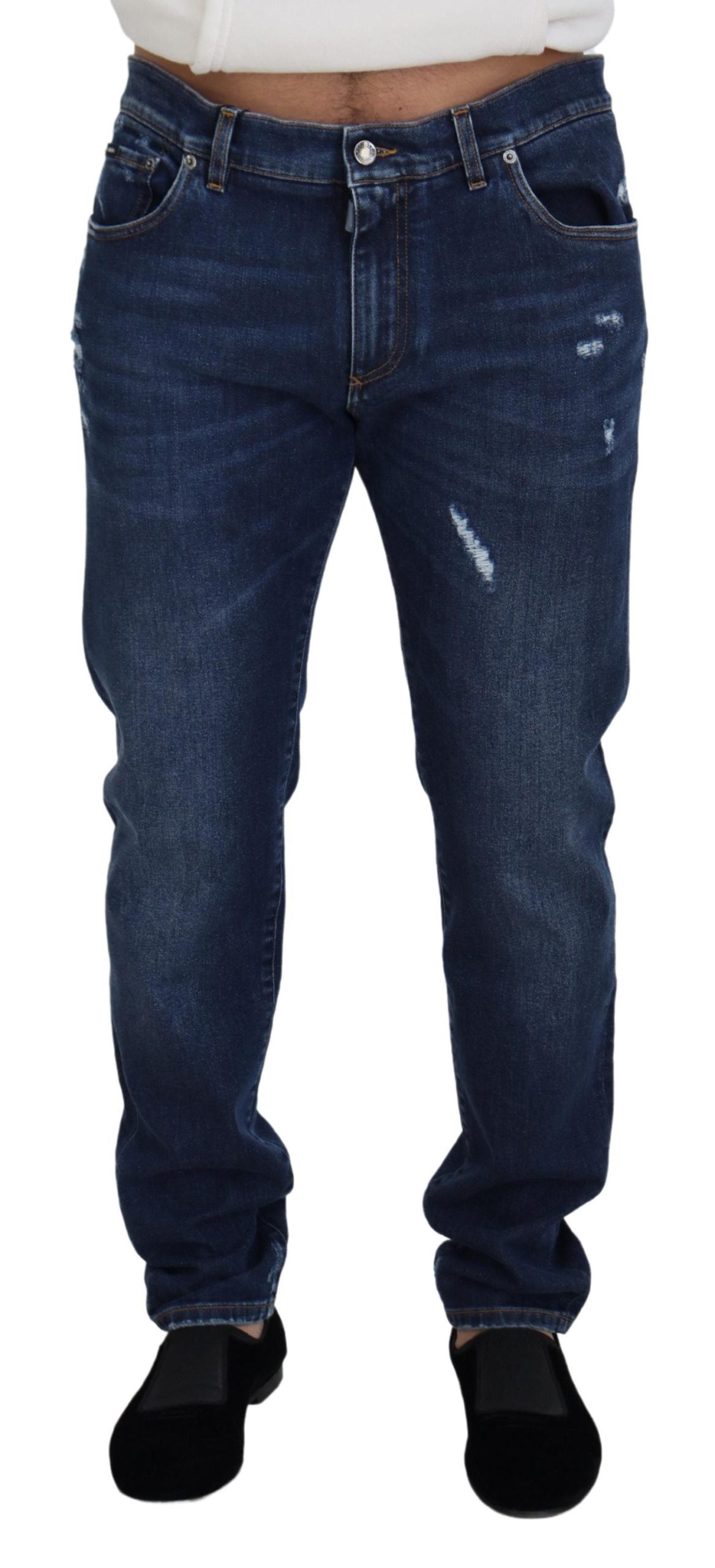 Blue Washed Cotton Casual Denim Jeans Pant