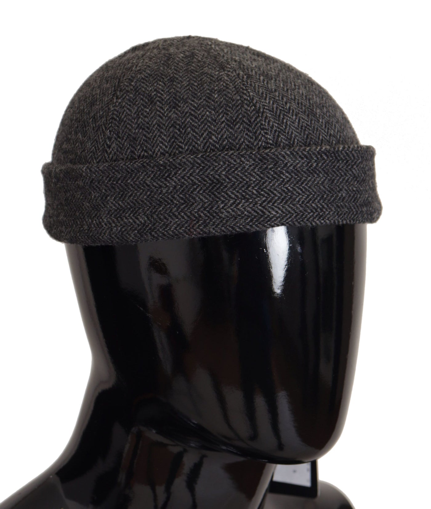Gray Wool Herringbone Knitted Docker Hat