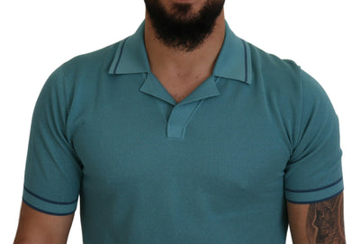 Green Collared Short Sleeves Men Top T-shirt