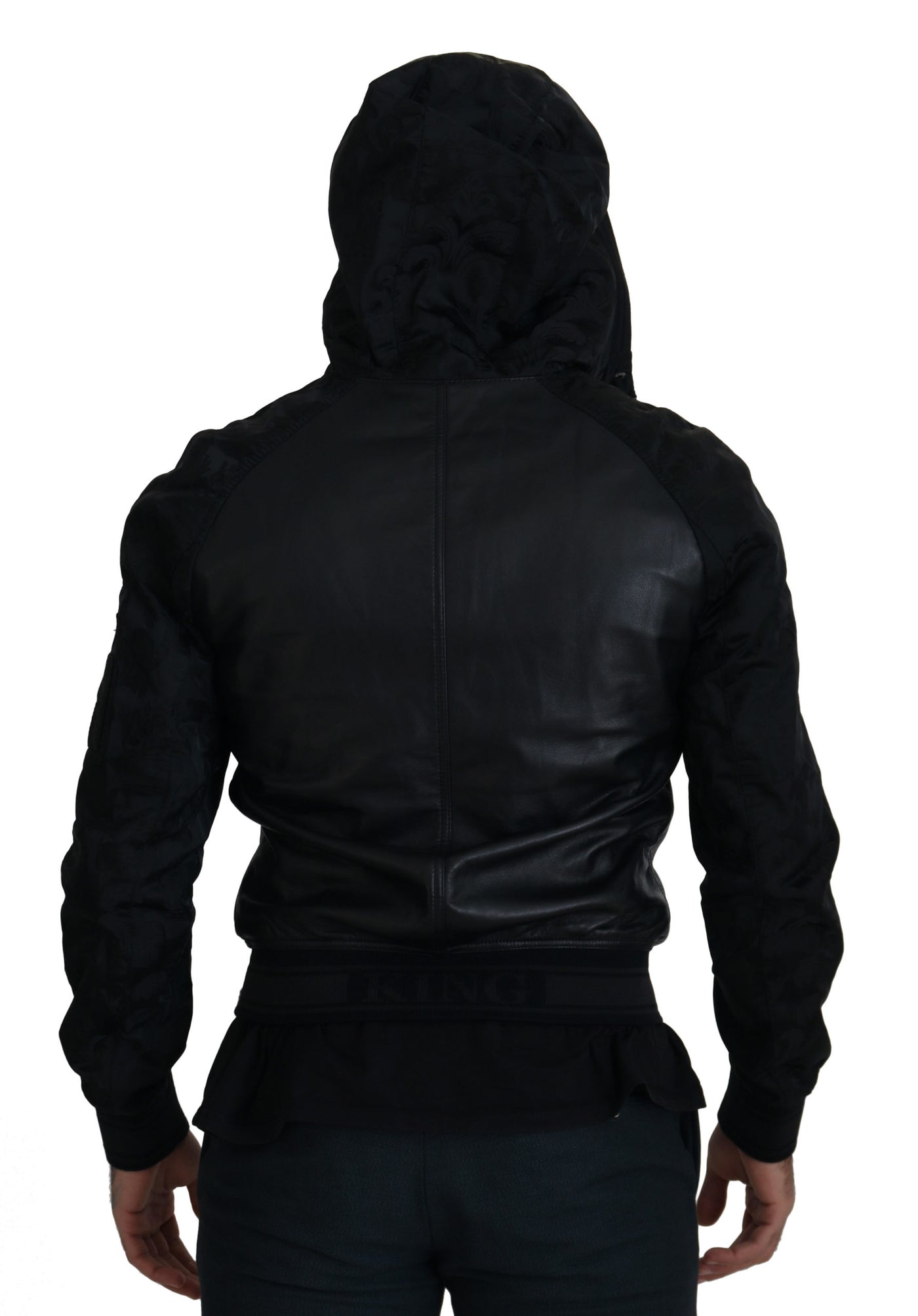 Black Leather Hooded Short Coat Jacket
