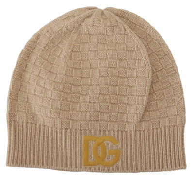 Beige Knit DG Logo Women Winter Beanie Cap Hat