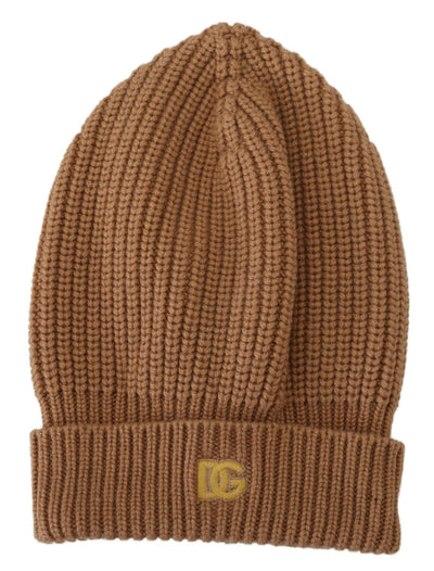 Brown Knit DG Logo Women Winter Beanie Cap Hat