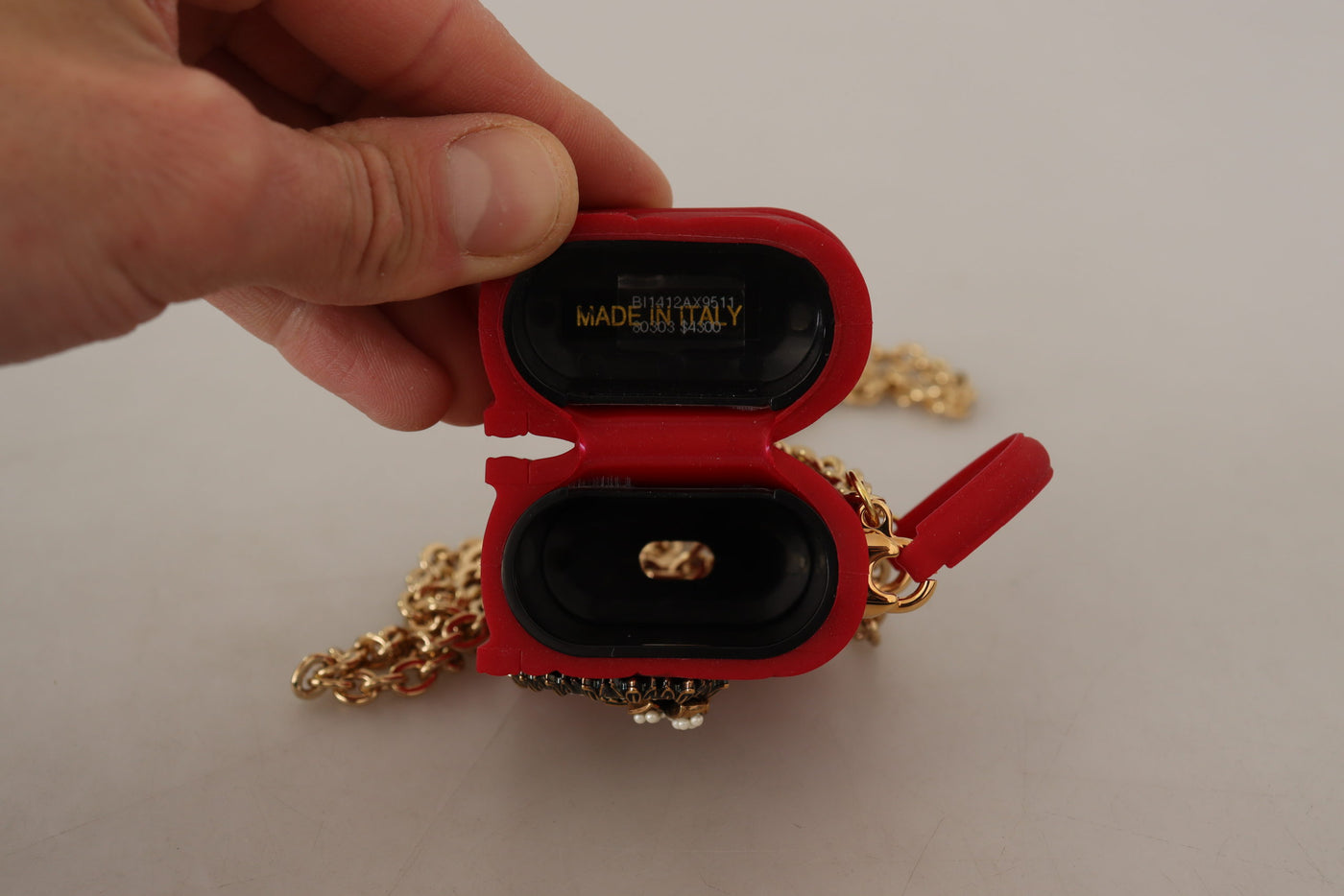 Gold Chain Red Devotion Micro Bag Airpod Case Necklace