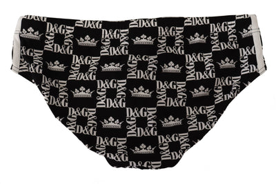 Black DG Logo Beachwear Briefs Nylon Swimwear