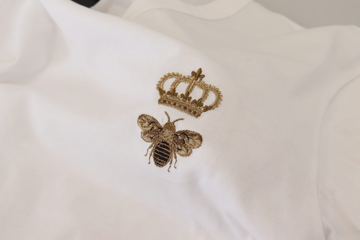White Crown Bee Embroidered Crewneck T-shirt