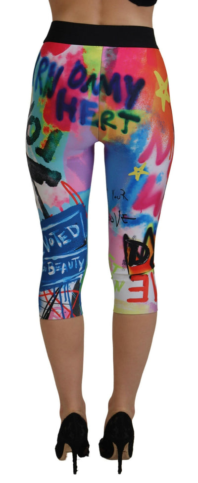 Multicolor Printed High Waist Cropped Pants