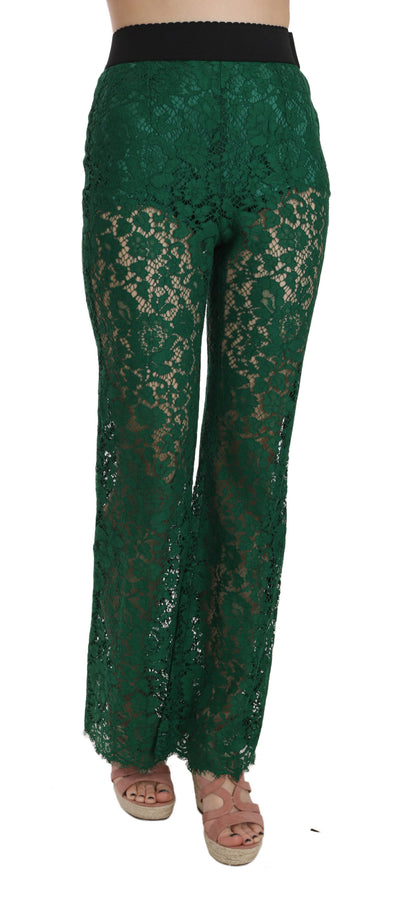 Floral Lace Green Palazzo Trouser Pants