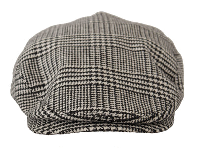 Gray Houndstooth Newsboy Capello Wool Hat