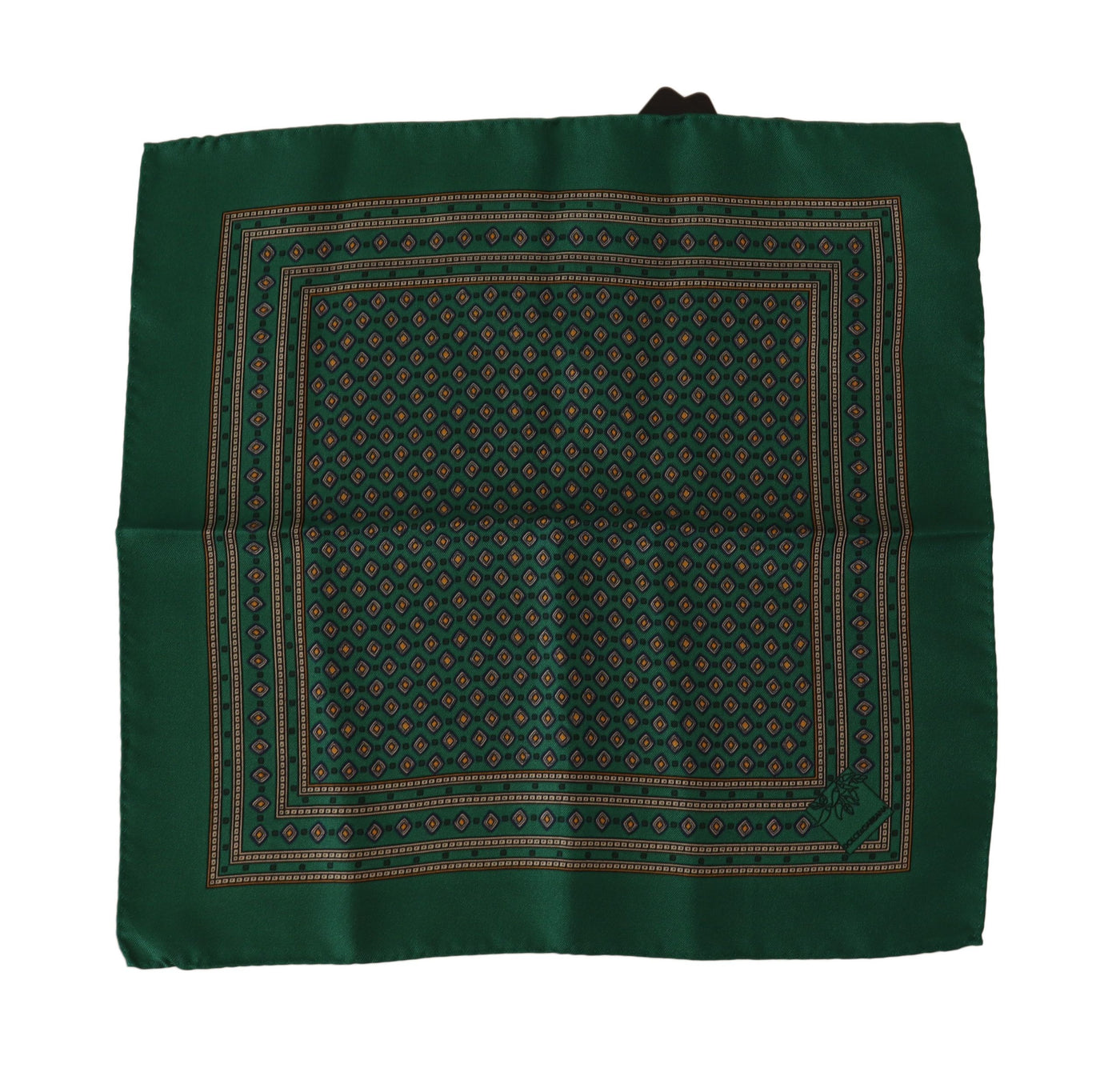 Green Patterned Square Men Handkerchief Scarf