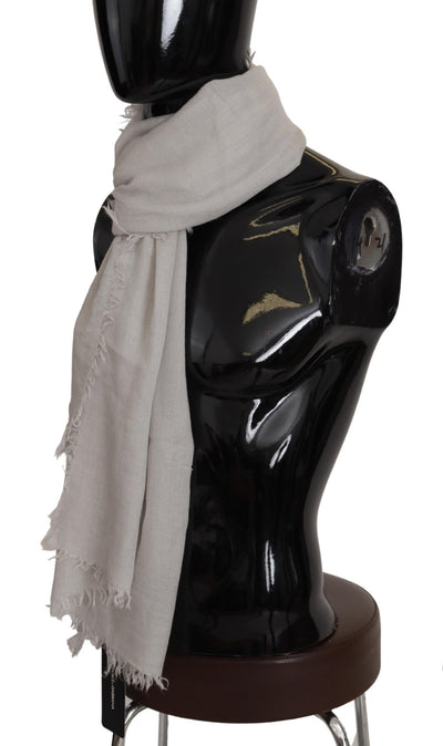 White Cashmere Silk With DG Logo Embroidery Scarf