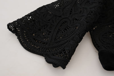 Black Lace Short Sleeves Cardigan Jacket