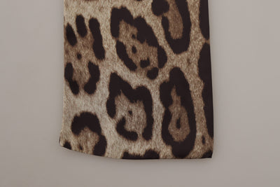 Brown Silk Leopard Neck Wrap Shawl Scarf