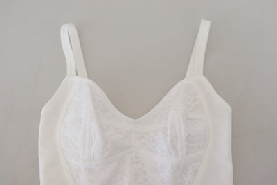 White Nylon Sleeveless Bodysuit Dress