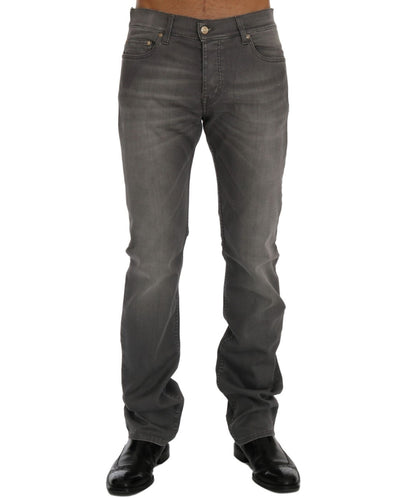 GF Ferre Gray Wash Cotton Stretch Straight Fit Jeans
