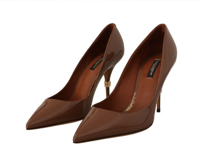 Brown Patent Leather High Heels Pumps Shoes