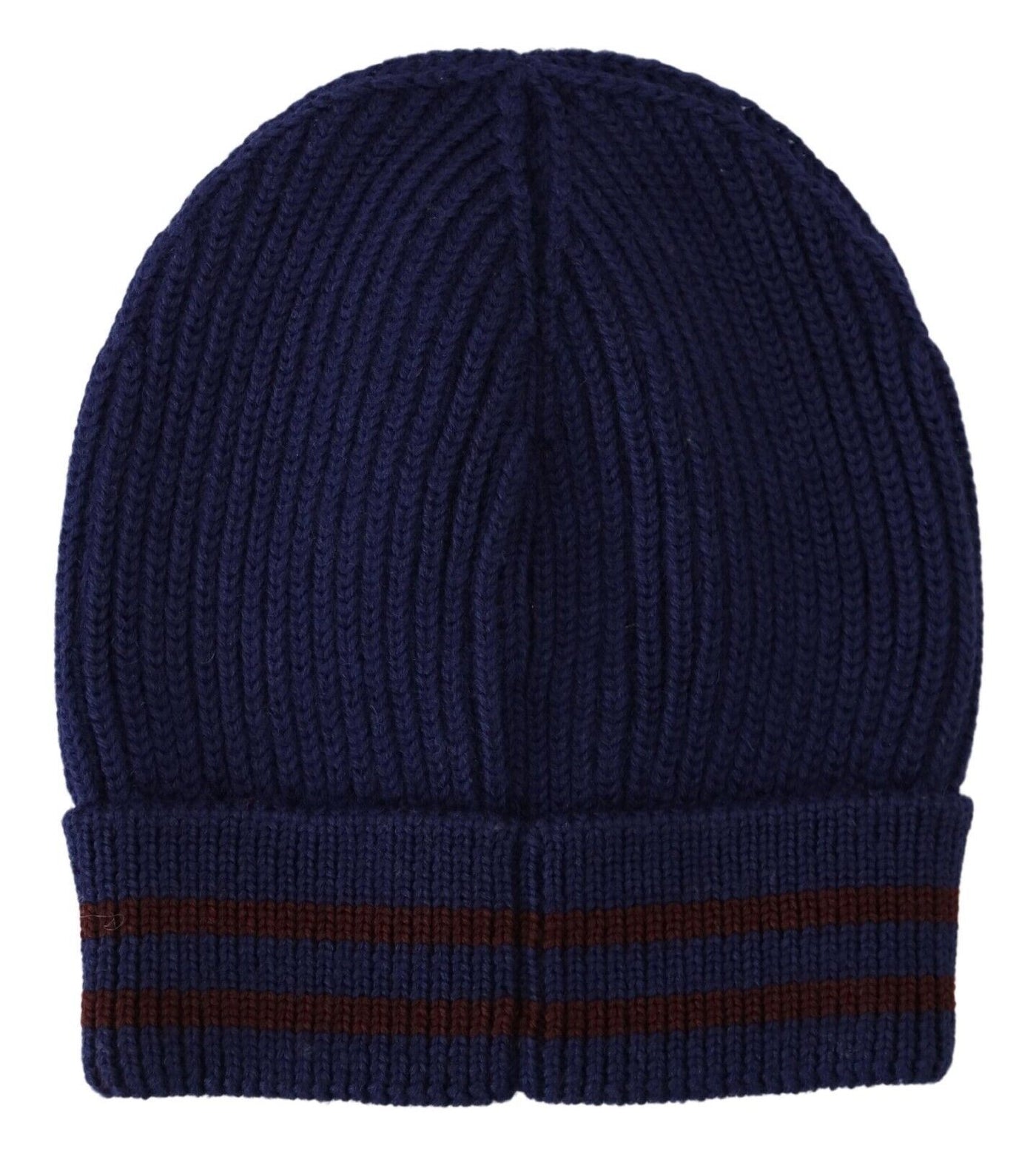 Blue Logo Patch Beanie One Size Wool Knit Hat
