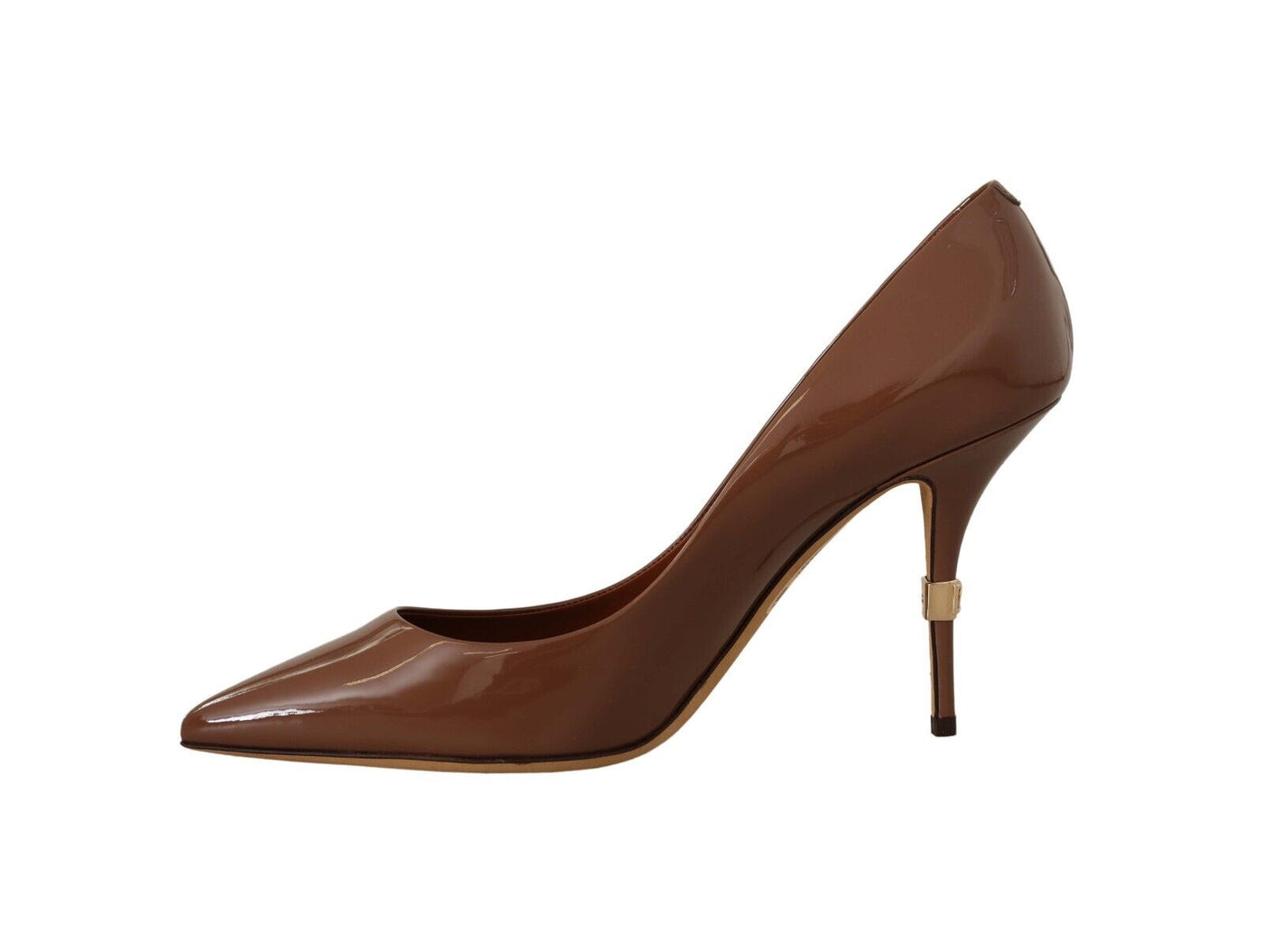 Brown Patent Leather High Heels Pumps Shoes