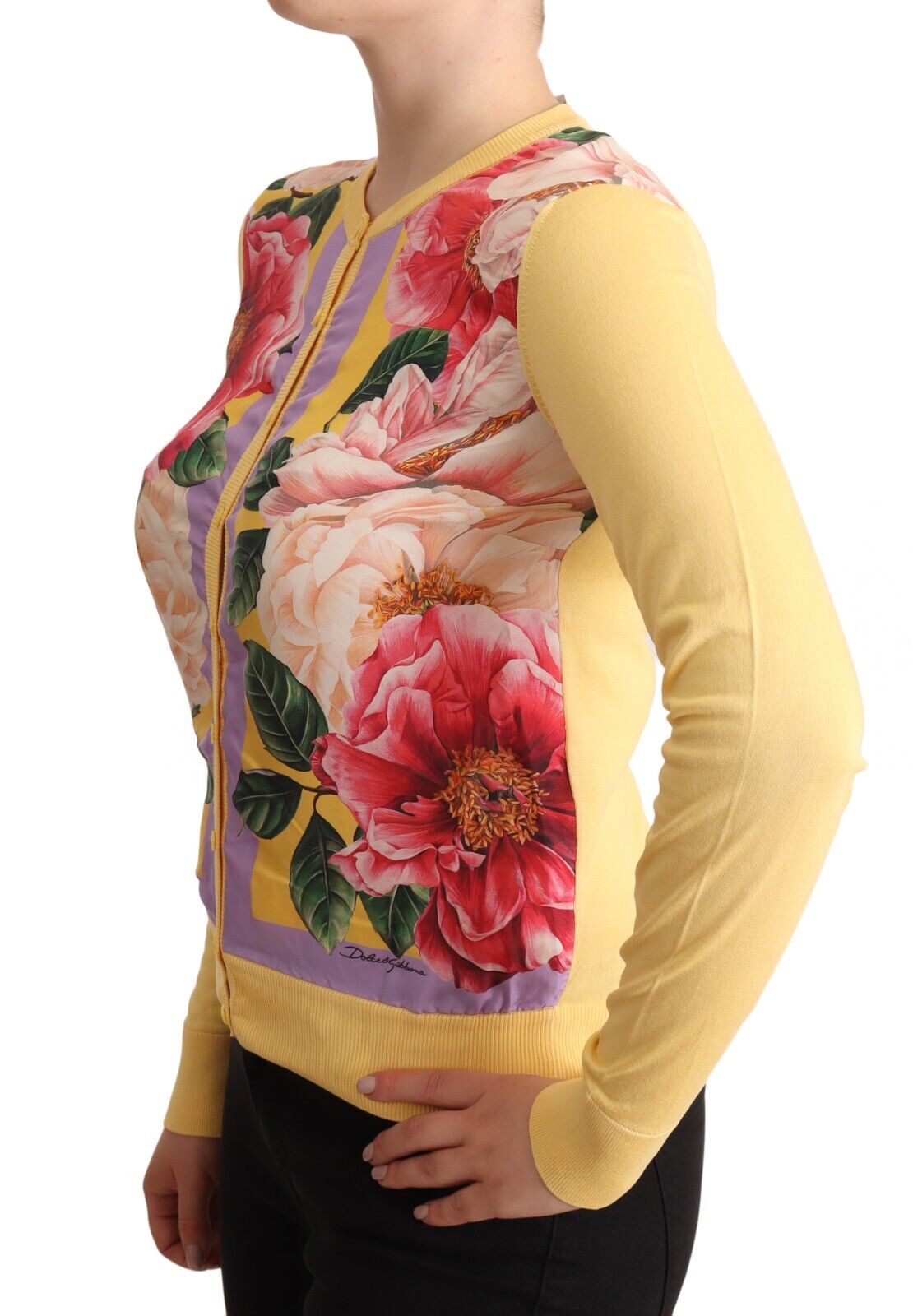 Yellow Floral Long Sleeves Button Cardigan Top