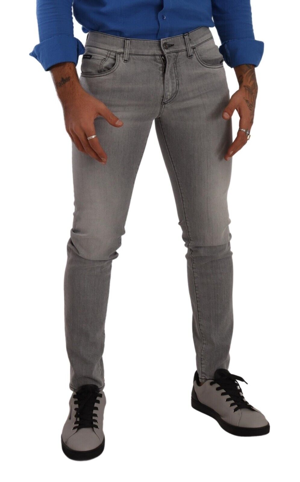 Washed Gray Cotton Skinny Denim Trouser Jeans
