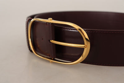 Purple Leather Gold Metal Oval Buckle Belt