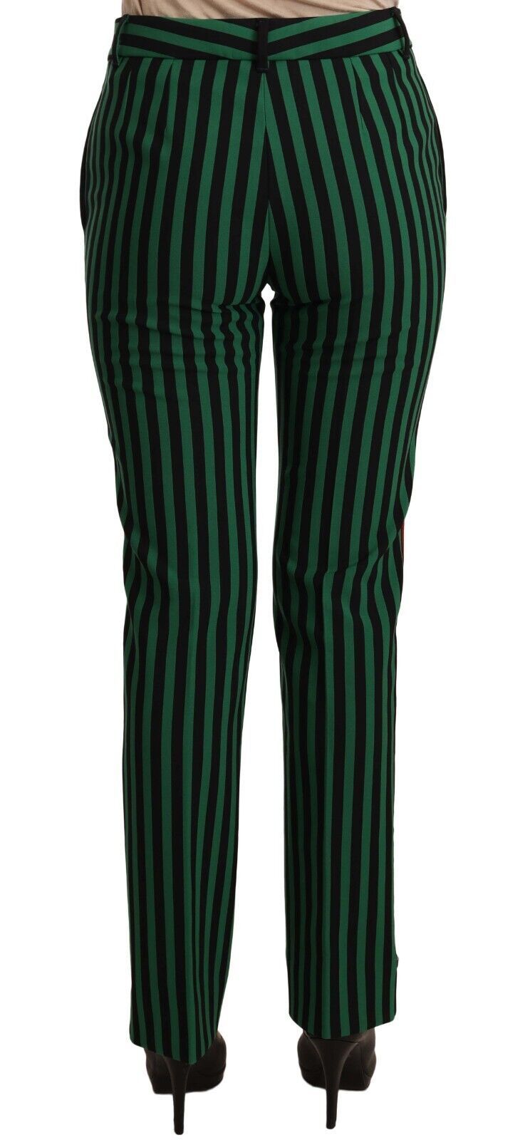 Green Striped Stretch Trousers Pants