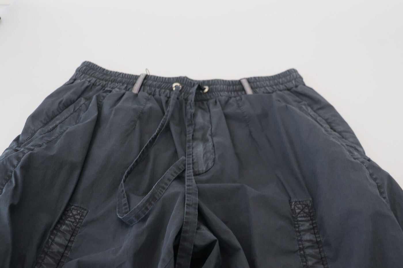 Blue Adjustable Drawstrings Men Trouser Pants