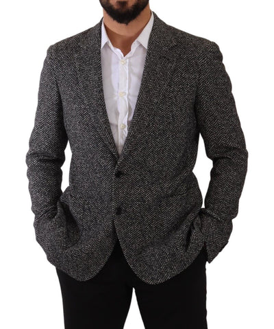 Gray Wool Tweed Jacket Two Button Blazer