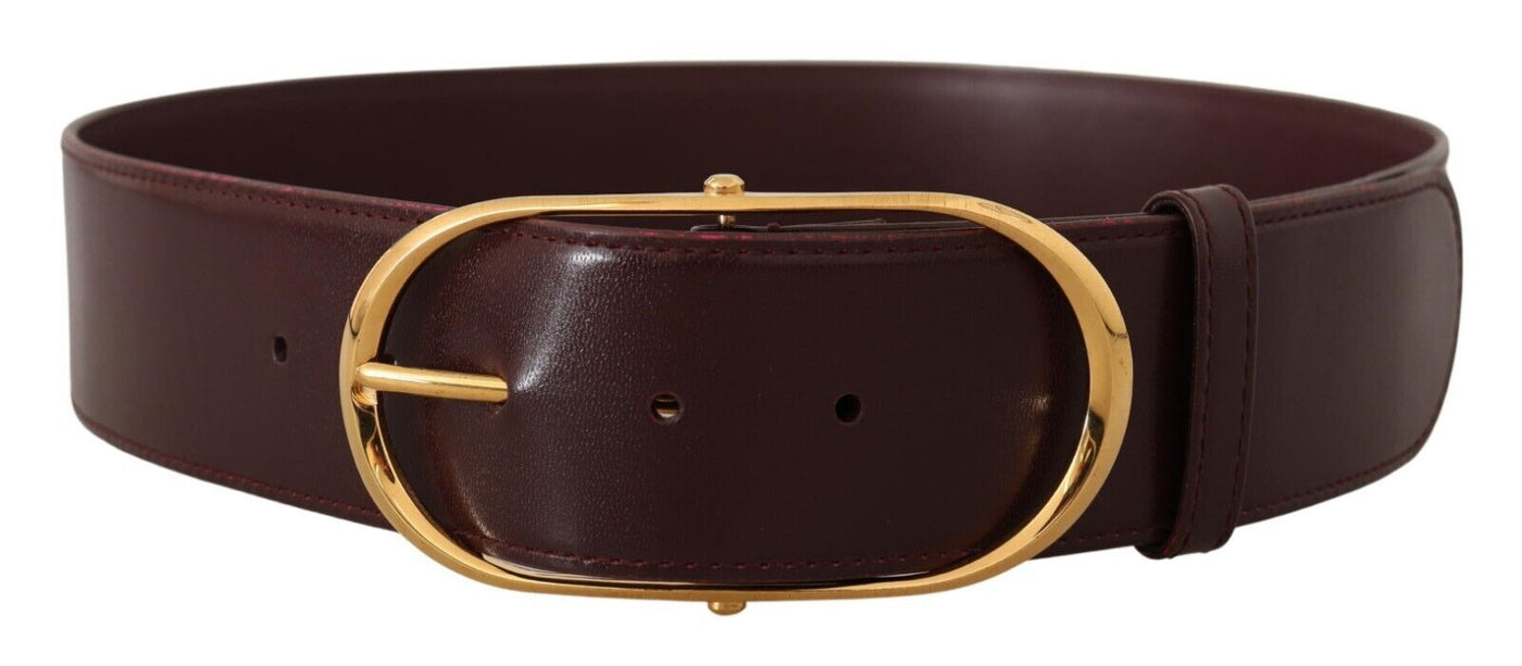 Purple Leather Gold Metal Oval Buckle Belt