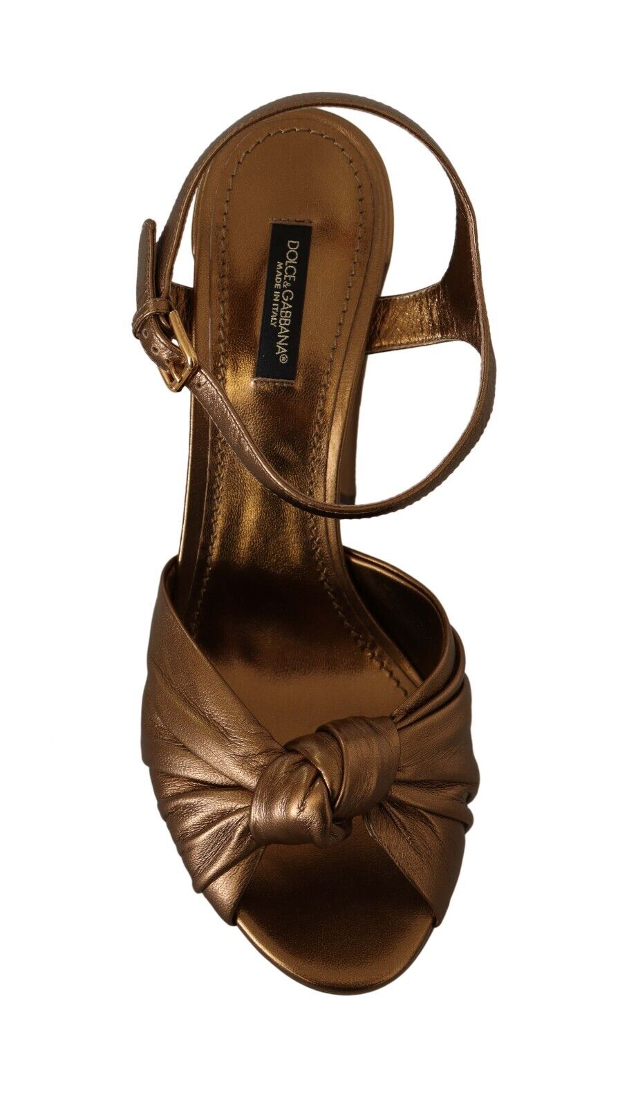 Bronze Leather Ankle Strap Platform Sandals Shoes