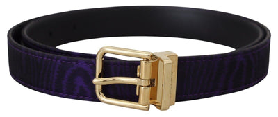 Purple Moire Gold Tone Metal Buckle Belt