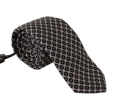Black Patterned 100% Silk 6cm Classic Necktie Men Tie