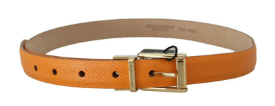 Orange Dauphine Leather Gold Buckle Belt