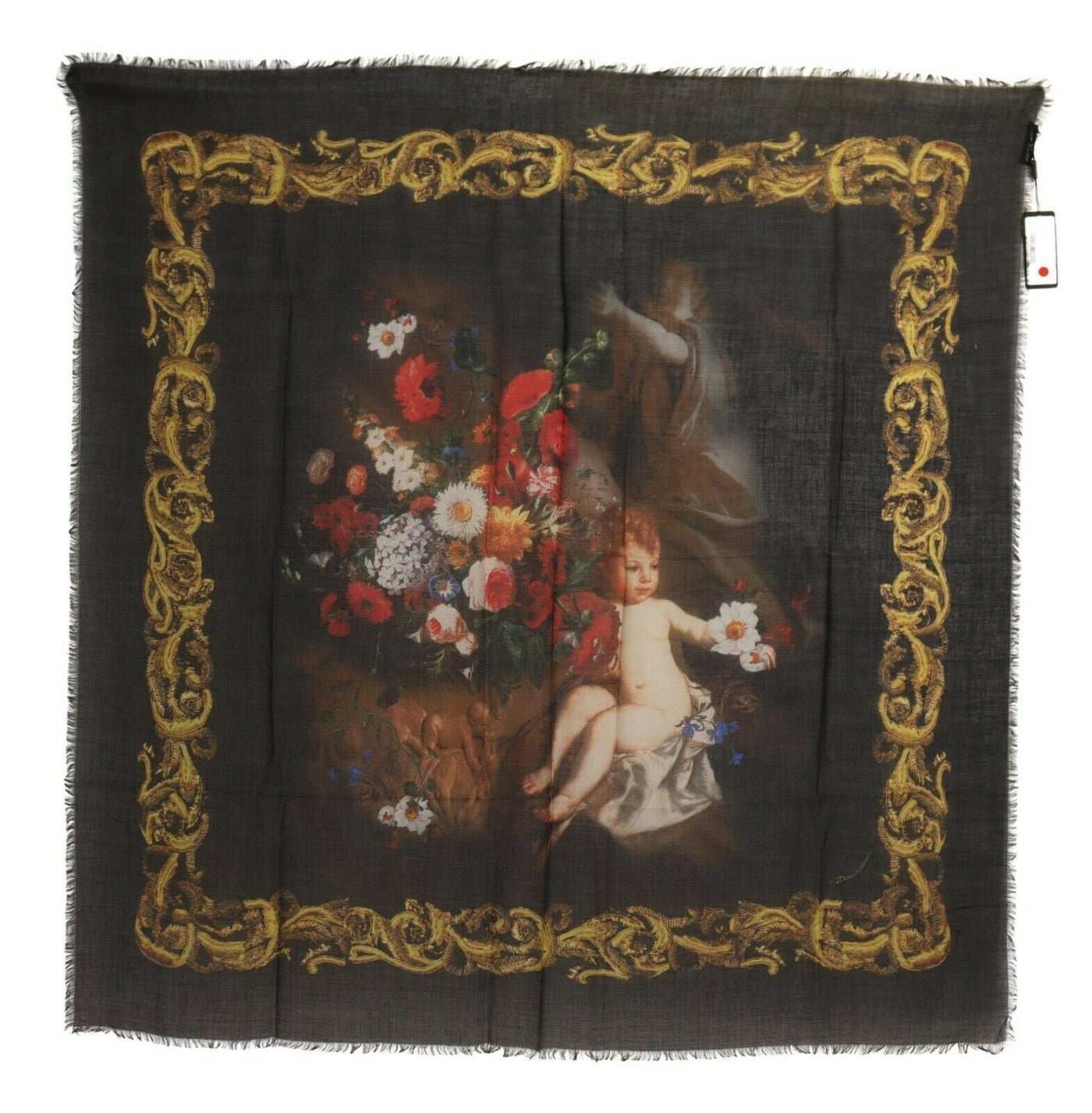 Multicolor Floral Baroque Silk Cashmere Scarf