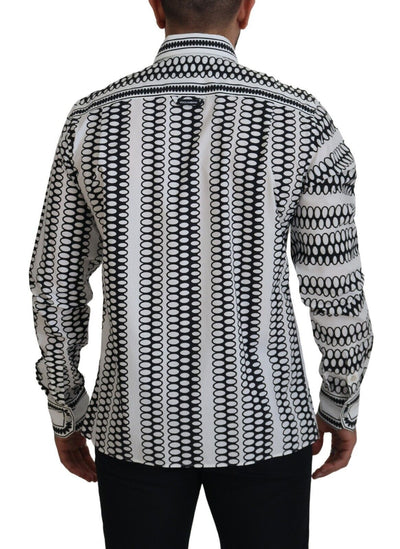 White Patterned Cotton Long Sleeves Shirt