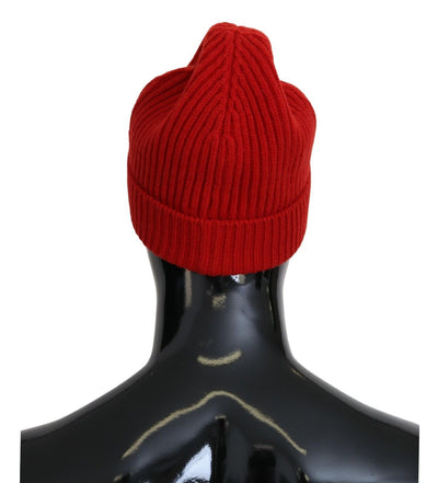 Red Logo Beanie Men One Size Wool Knit Hat