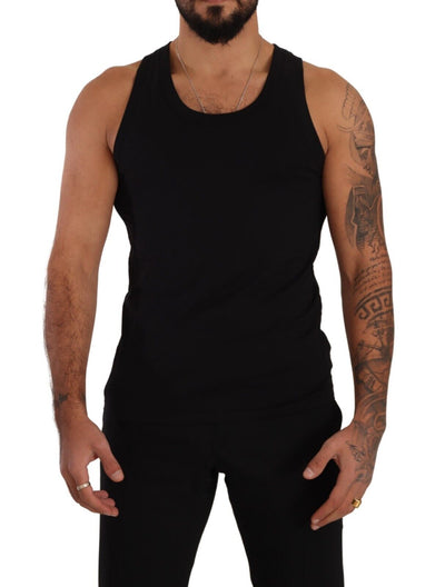 Black Cotton Sleeveless Tank T-shirt Underwear