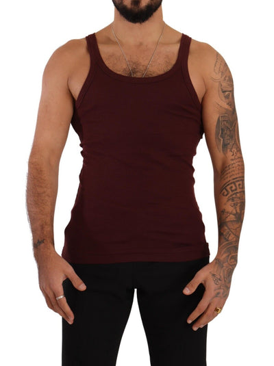 Maroon Cotton Round Neck T-shirt Tank Underwear