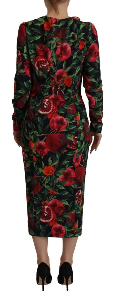 Multicolor Floral Sheath Midi Viscose Dress